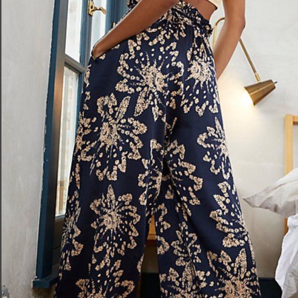 Elegant Floral Wide Leg Women's Pants